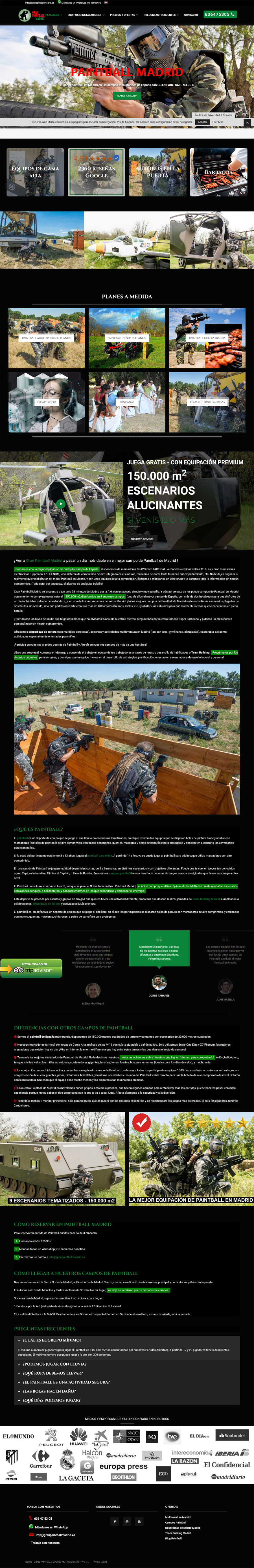 Diseño web empresas paintball