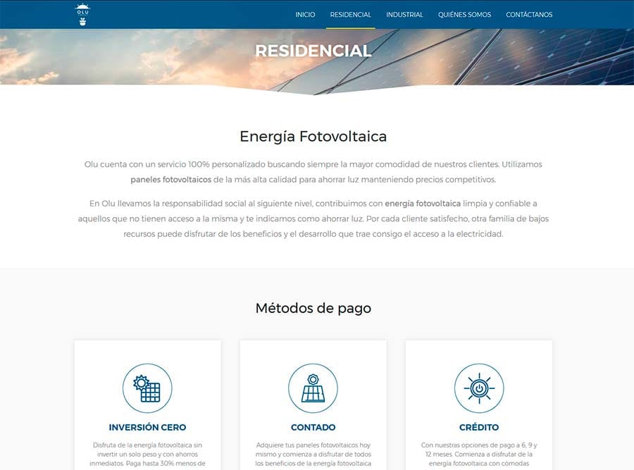 Diseño web y posicionamiento de empresa de energia solar