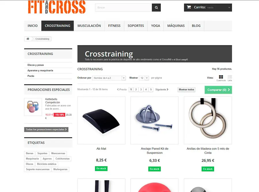 Diseño web tienda online deporte