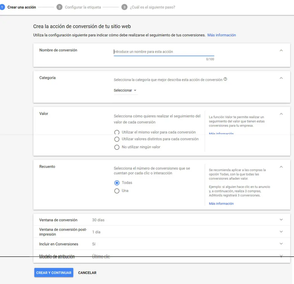 Configuracion Seguimiento Conversiones Adwords